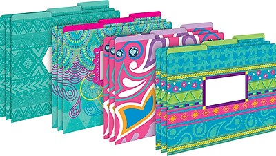 1//3 Cut Tabs Replace Bland and Boring with Bright and Beautiful Legal File Folders 2508 Chevron Beautiful 9 Folders in Pkg 3 Each of 3 Designs Barker Creek Legal-Size Designer File Folders
